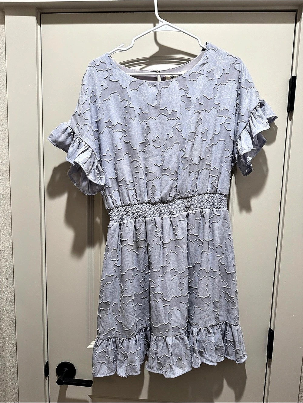 She + Sky Ruffle Mini Dress in Purple Size Large Like New